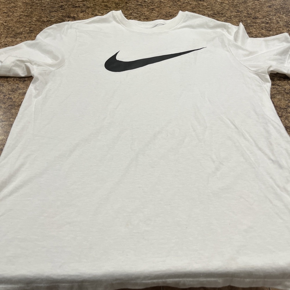 2 - Nike Mens Training T-shirts Gray & White Just Do It & Swoosh Logo Sz Large - Picture 8 of 12